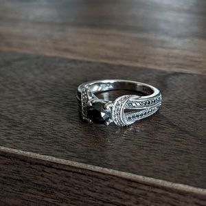 10k White Gold Black Diamond Engagement Ring